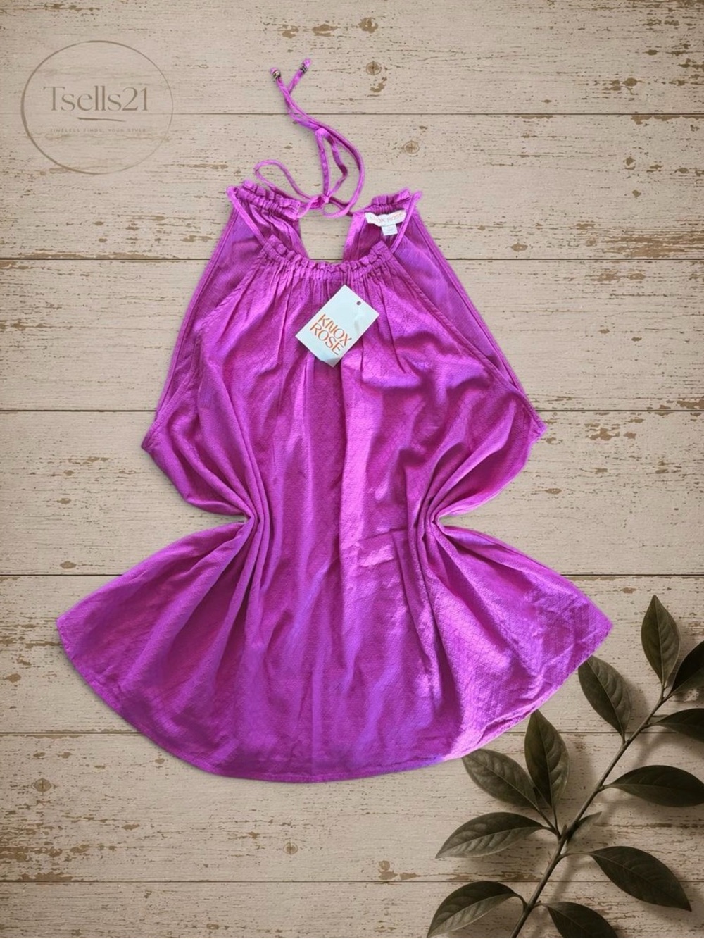 NWT Knox Rose Pink Cotton Blend Halter Top - Size XL